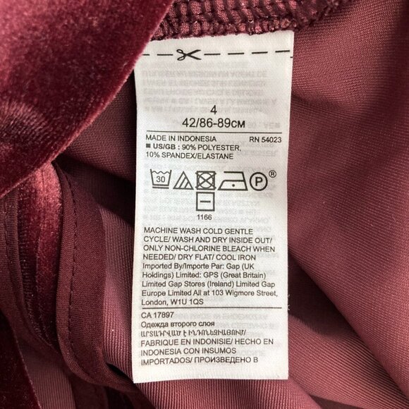 BANANA REPUBLIC Long Sleeve Stretch Velvet Twist Midi Dress in Wine Burgundy - Picture 11 of 11